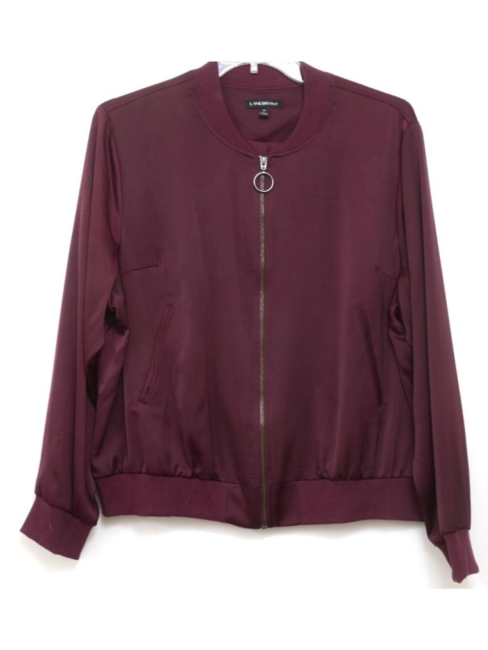 Lane Bryant‎ PLUS Size 20 Full Zip Lightweight Bomber Athleisure Jacket Wine